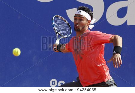 BARCELONA - APRIL, 23: Italian tennis player Fabio Fognini in action during a match of Barcelona tennis tournament Conde de Godo on April 23 2015 in Barcelona