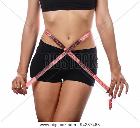 Girl Measuring Waist Circumference.