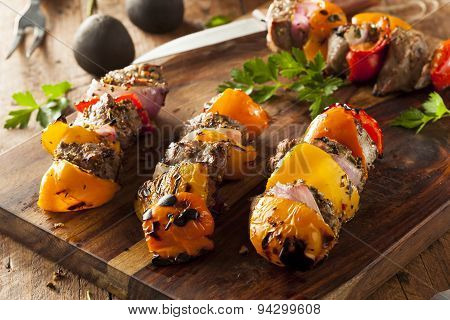 Homemade Grilled Steak And Veggie Shish Kebabs