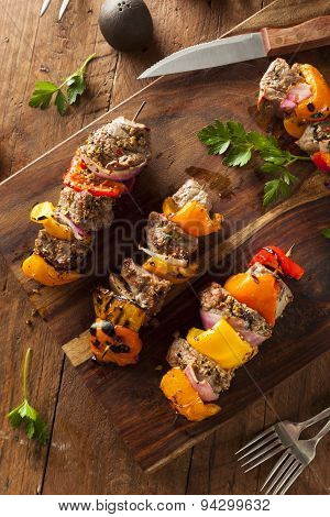 Homemade Grilled Steak And Veggie Shish Kebabs