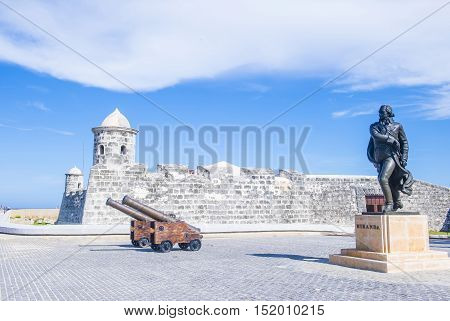 HAVANA CUBA - JULY 18 : The Morro castle in Havana Cuba on July 18 2016. The castle was built by the Spaniards in the years 1589 to 1630