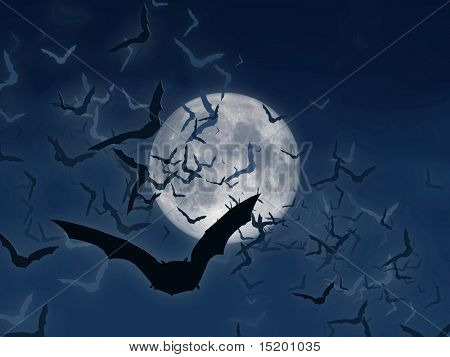chauves-souris et la lune