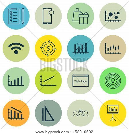 Set Of 16 Universal Editable Icons For Human Resources, Statistics And Computer Hardware Topics. Inc