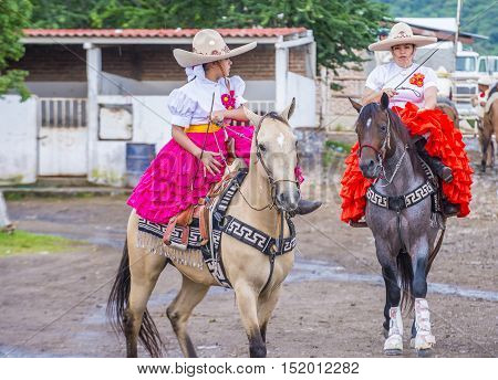 GUADALAJARA MEXICO - SEP 01 : Charras participate at the 23rd International Mariachi & Charros festival in Guadalajara Mexico on September 01 2016.
