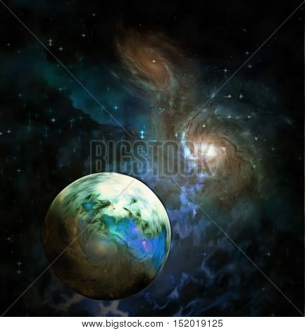 Exo-Solar Planet Painting  3D Render  Some elements provided courtesy of NASA
