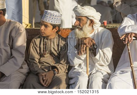 Nizwa Oman October 13th 2016: Men at Nizwa goar aucion