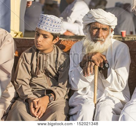 Nizwa Oman October 13th 2016: Men at Nizwa goar aucion