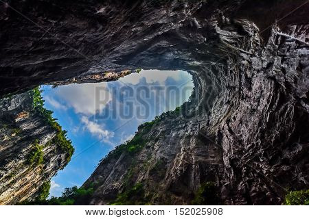 Wulong Karst limestone rock formations in Longshui Gorge Difeng, an important constituent part of the Wulong Karst World Natural Heritage. China