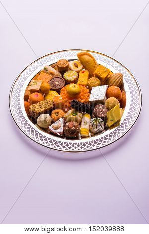 Mix Mithai or indian milk made sweets, favourite diwali, holi, dussehra, indian or pakistani wedding sweet food