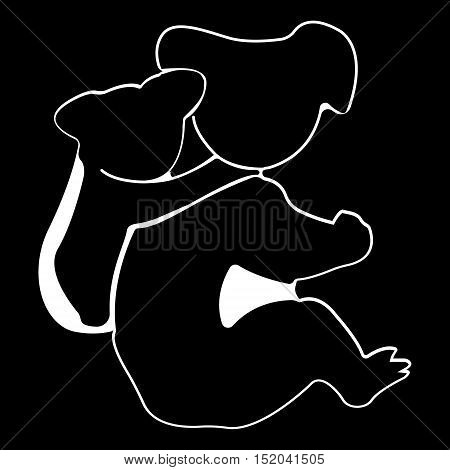 Koala logo. Silhouette vector symbol of koala for design company's logo, tattoo, visit card, etc. Monochrome sign of animal.