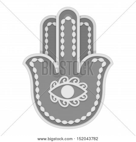 Hamsa icon in monochrome style isolated on white background. Religion symbol vector illustration.