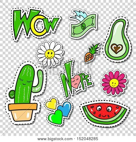 Big set of Girl Fashion Comics Style Patch Badges, Stickers kit, Funny Pins, Skech Cartoon Labels