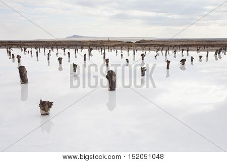 Saline (salt Lake) Baskunchak. Astrakhan Region. Russian Landscape.