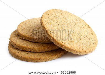 Pile Of Scottish Oatcakes Isolated On White.