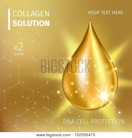 Vector illustration of Collagen Serum and Vitamin Background Concept Skin Care Cosmetic.