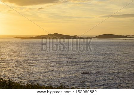 Gig rowers at St Mary's, Isles of Scilly, England