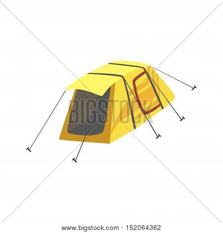 Small Yellow Bright Color Tarpaulin Tent. Simple Childish Vector Illustration Isolated On White Background