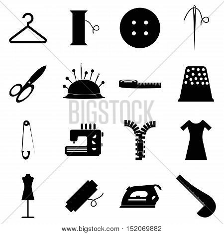 Tailor tools icons set. Simple illustration of 16 tailor tools vector icons for web