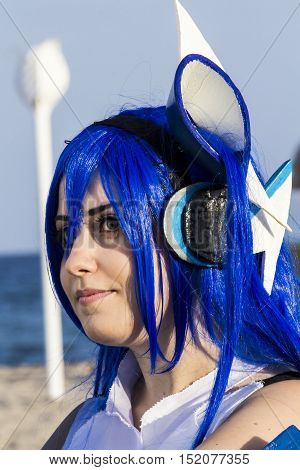 QUARTU S.E., ITALY - August 2, 2015: Beach Cosplay Party - costume parade held at the Marlin Club of Poetto Beach - Sardinia