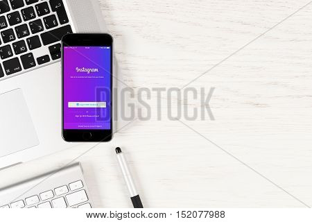 Moscow, Russia - October 13, 2016: Instagram application on the iphone display. Instagram is an online mobile photo-sharing, video-sharing, and social networking service