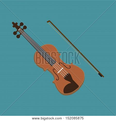 Fiddle violin music bow flat vector classic