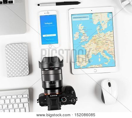 Moscow, Russia - October 13, 2016: Instagram application on the iphone display. Instagram is an online mobile photo-sharing, video-sharing, and social networking service