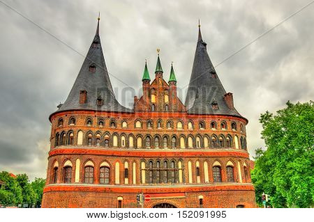 The Holsten Gate or Holstentor in Lubeck old town - Germany, Schleswig-Holstein