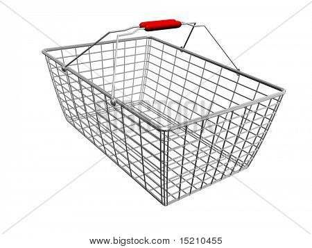 chrome shopping basket isolated on white