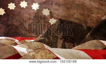 Veterans Day. Usa Chart Flag Waves Mimetic Mountains and Stars
