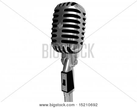 retro microphone isolated on white background