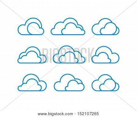 Abstract flat style vector clouds icon set