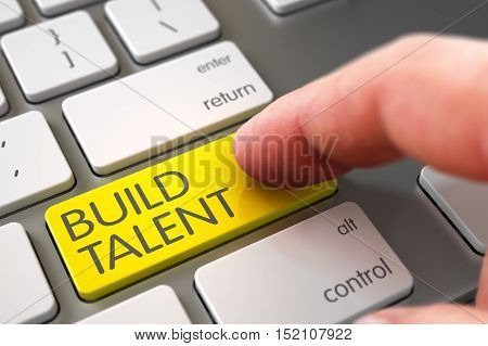 Build Talent - Yellow Modern Laptop Keyboard Concept. 3D Illustration.