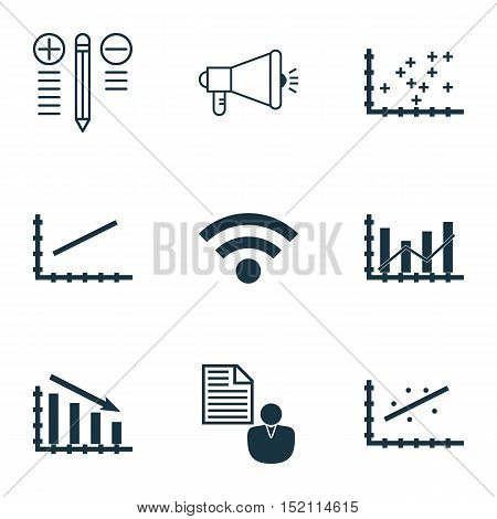 Set Of 9 Universal Editable Icons For Statistics, Seo And Computer Hardware Topics. Includes Icons S