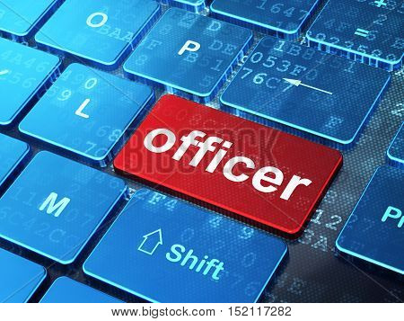 Law concept: computer keyboard with word Officer on enter button background, 3D rendering