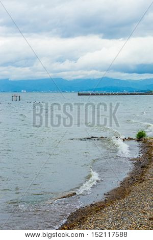 Biwa-ko Lake Stormy Weather Clouds Shore V
