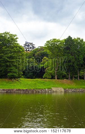 Hikone-jo Castle Moat Distant Overcast V