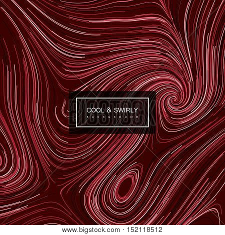 Abstract artistic curl background with swirled stripes. Vector vintage illustration of swirled and curled stripes background. Marble or acrylic texture imitation. Cool and Swirly background