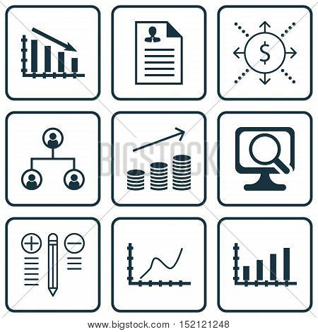 Set Of 9 Universal Editable Icons For Computer Hardware, Human Resources And Project Management Topi