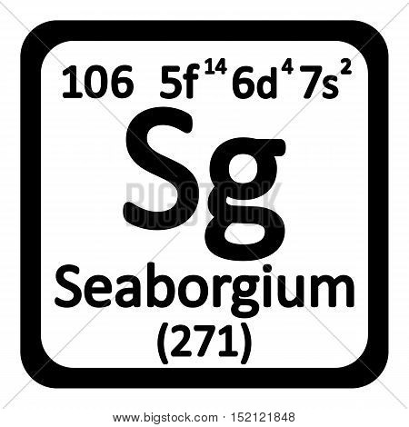Periodic table element seaborgium icon on white background. Vector illustration.