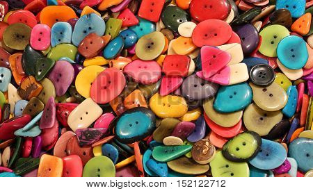 Background Of Colorful Buttons Made With Dried Palm Seeds