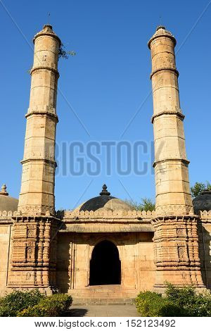 Champaner - Pavagadh Archaeological Park is a historical city in the state of Gujarat. Kevda Masjid mosque. (UNESCO).Inside the Sahar ki Masjid