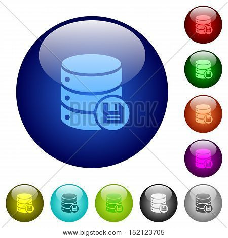 Set of color database save glass web buttons.