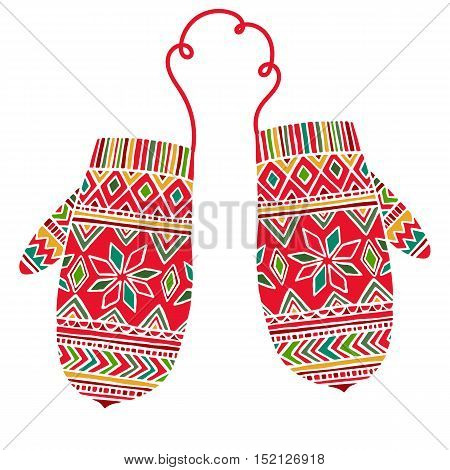 Vector mitter mitten isolated on white background