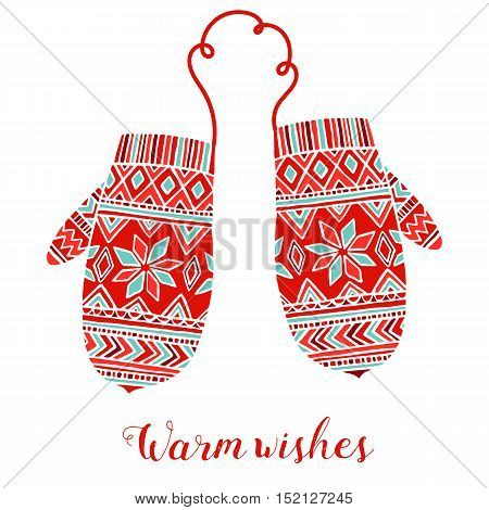 Vector mitter mitten isolated on white background