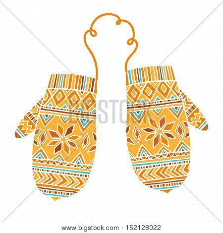 Vector mitter mitten isolated on white background