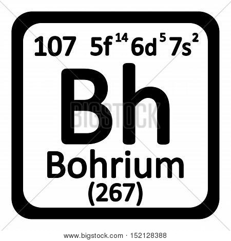Periodic table element bohrium icon on white background. Vector illustration.