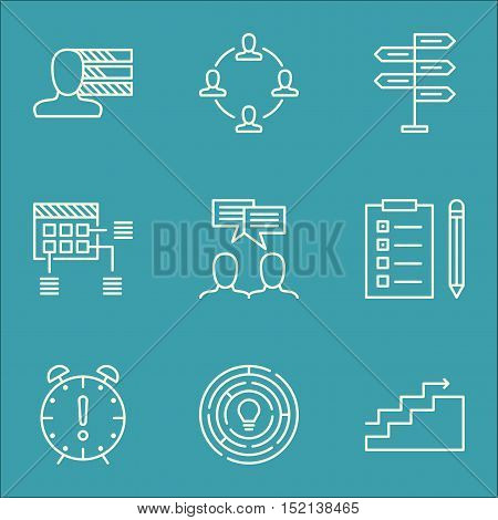 Set Of Project Management Icons On Growth, Collaboration And Schedule Topics. Editable Vector Illust