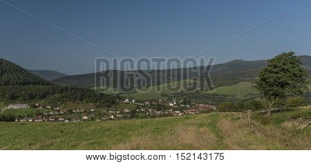 Area Near Mnisek Nad Hnilcom In Summer Hot Day With Green Mountains