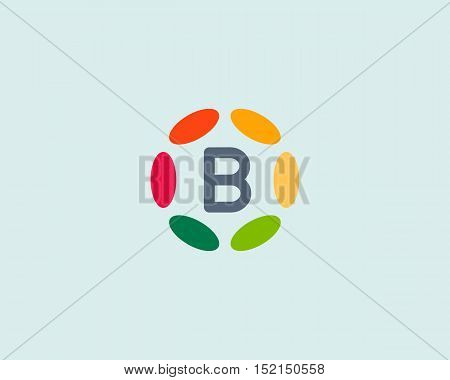 Color letter B logo icon vector design. Hub frame logotype.