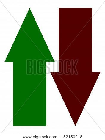 Green Red Up Down Arrow Icon(s). Vertical Arrows In Opposite Direction